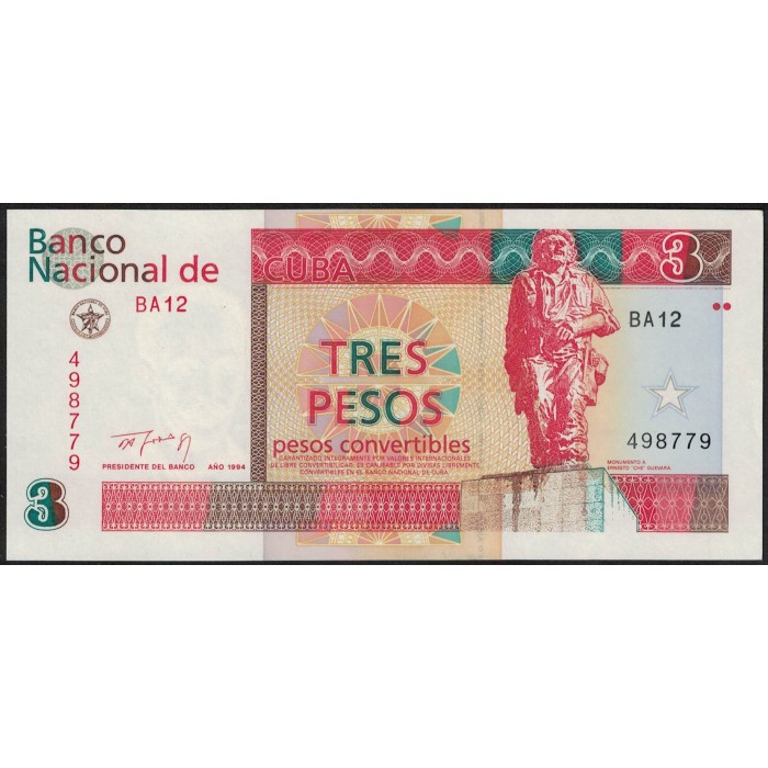 Cuba 3 Pesos 1994 PFX38 UNC