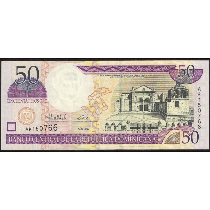 Republica Dominicana 50 Pesos Oro 2000 P161a UNC