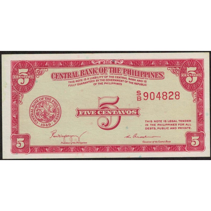 Filipinas 5 Centavos 1949 P126a EXC+