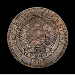 Argentina 2 Centavos 1884 Cobre EXC+