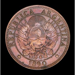 Argentina 2 Centavos 1890 Cobre EXC+