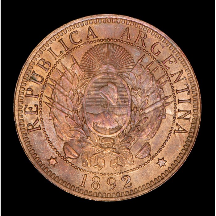 Argentina 2 Centavos 1892 Cobre UNC-