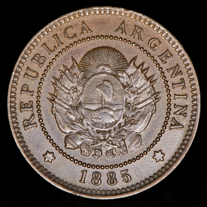 Argentina 1 Centavo 1885 CJ41.2 Cobre EXC