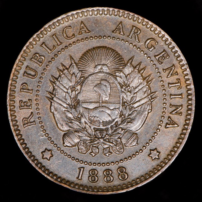 Argentina 1 Centavo 1888 CJ43.1 Cobre EXC+