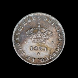 Portugal 50 Reis 1861 Pedro V KM493 Ag EXC+