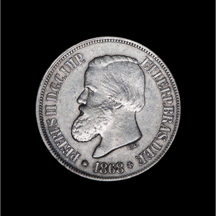 Brasil 500 Reis 1868 KM472 Pedro II Ag EXC-