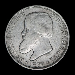 Brasil 200 Reis 1868 KM471 Pedro II Ag MB+