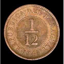 Paraguay 1/12 Real 1845 Asuncion Crude KM1.2 Cobre MB+
