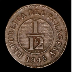 Paraguay 1/12 Real 1845 Asuncion Crude KM1.2 Cobre MB-