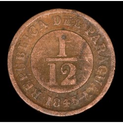 Paraguay 1/12 Real 1845 Tipo 4 Birmingham Cobre