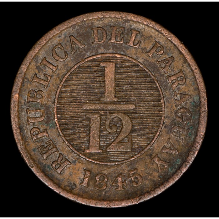 Paraguay 1/12 Real 1845 Tipo 13 Birmingham KM1.1 Cobre