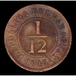 Paraguay 1/12 Real 1845 Tipo 17 Birmingham KM1.1 Cobre