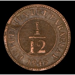 Paraguay 1/12 Real 1845 Tipo 18 Birmingham KM1.1 Cobre