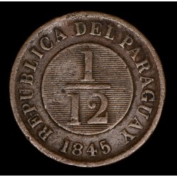 Paraguay 1/12 Real 1845 Tipo 19 Birmingham KM1.1 Cobre