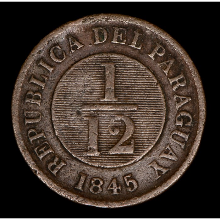 Paraguay 1/12 Real 1845 Tipo 19 Birmingham KM1.1 Cobre