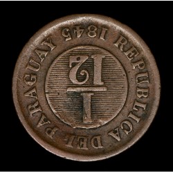 Paraguay Reverso Moneda 1/12 Real 1845 Tipo 8 Birmingham KM1.1 Cobre