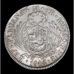 Peru 4 Reales 1845 Cuzco KM151.3 Ag EXC