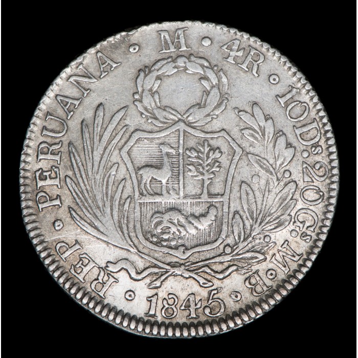 Peru 4 Reales 1845 Cuzco KM151.3 Ag EXC