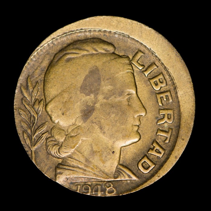 Error Argentina 10 Centavos 1948 Descentrada