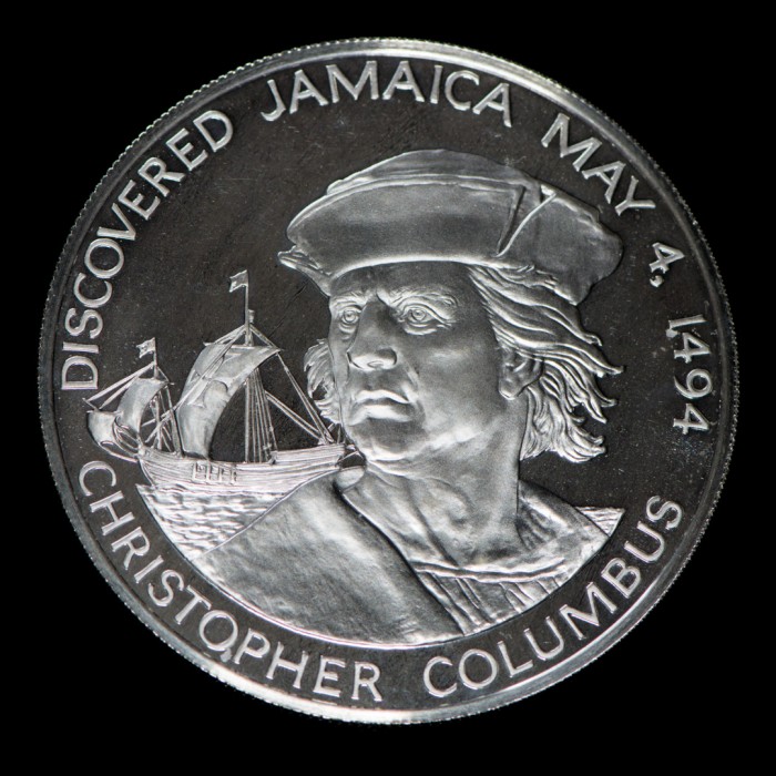 Jamaica 10 Dolares 1975 Cristobal Colon KM66a Ag UNC