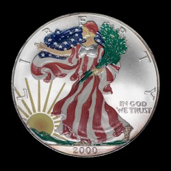Estados Unidos 1 Dollar de Plata 2000 Color KM273 1 Onza Ag UNC
