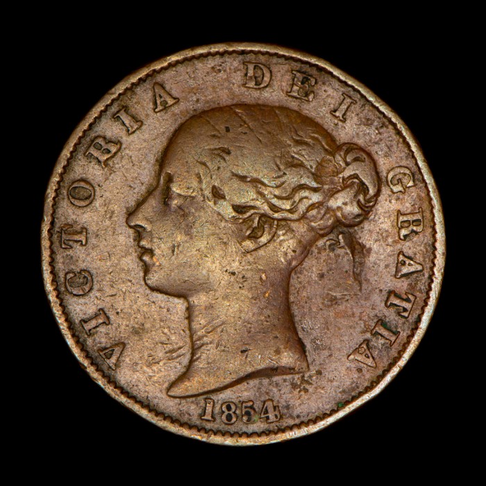 Gran Bretaña 1/2 Penny 1854 KM726 Victoria Cobre B+