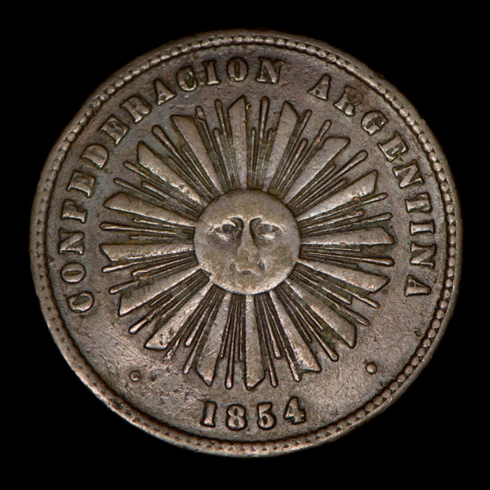 Confederacion Argentina 2 Centavos 1854 A4-R5 CJ2.6 Cobre MB-