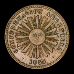 Confederacion Argentina 1 Centavo 1854 A5-R9 CJ3.6 Cobre EXC+