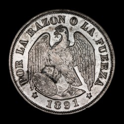 Chile 20 Centavos 1891/81 KM138.2a Sobrefecha Ag EXC+