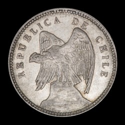 Chile 40 Centavos 1908 KM163 Ag MB+