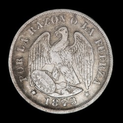 Chile 20 Centavos 1873 KM138.1 Ag MB
