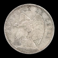 Chile 5 Centavos 1899 ley KM155.2 Ag MB+