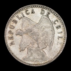 Chile 5 Centavos 1908 KM155.2a Ag MB+