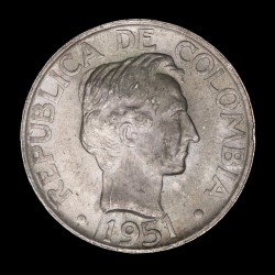 Colombia 20 centavos 1951B KM208.2 Ag UNC