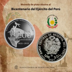 Peru 1 Sol 2021 Bicentenario del ejercito 1 Onza Ag UNC