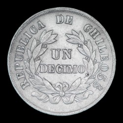 Chile 1 Decimo 1881 KM136.3 Ag EXC