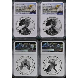 Estados Unidos Reverse Set 1 Dolar 2021-W T1+2021-S T2 American Silver Eagle Certificada NGC PF69 Plata