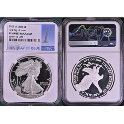 Estados Unidos 1 Dolar 2022-S PROOF American Silver Eagle Certificada NGC PF69 First Day Plata