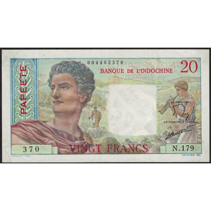 Tahiti 20 Francs 1963 P21c EXC-