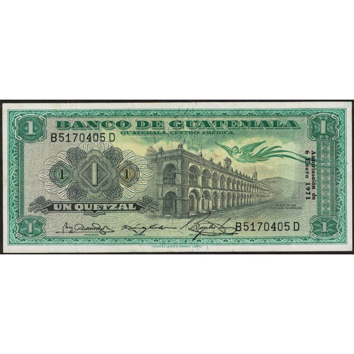Guatemala 1 Quetzal 1971 P52h MB+