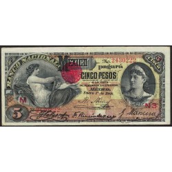 Mexico Banco Nacional 5 Pesos 1908 PS257c MB/MB+