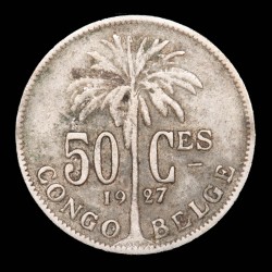 Congo Belga 50 Cents 1927 KM22 Cu-Ni Bueno