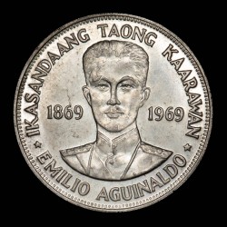 Filipinas 1 Piso 1969 Aguinaldo KM201 Ag EXC+