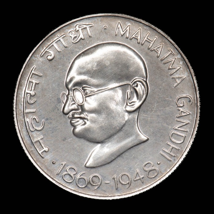 India 10 Rupias 1969 Ghandi KM185 Ag UNC