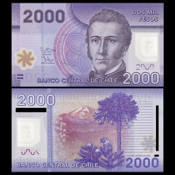 Chile 2000 Pesos 2009 P162a Manuel Rodriguez Polimero UNC