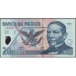 Mexico 20 Pesos 2001 P116b Benito Juarez Polimero UNC