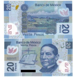 Mexico 20 Pesos 2006 P122a Benito Juarez Polimero UNC