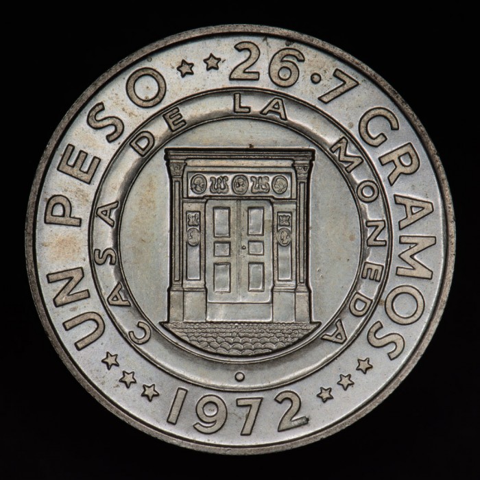 Republica Dominicana 1 Peso 1972 KM34 Banco Central 25 Aniversario Ag UNC