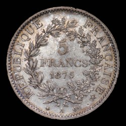 Francia 5 Francos 1875A KM820.1 Hercules Ag MB