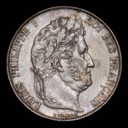 Francia 5 Francos 1847A Louis Philippe I KM749.1 Ag EXC